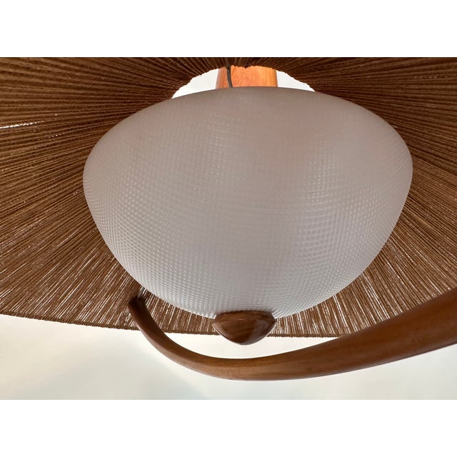 Elm and Sisal Cord Weave Hanging Lamp from Temde Leuchten,1960s For Sale - Image 16 of 18