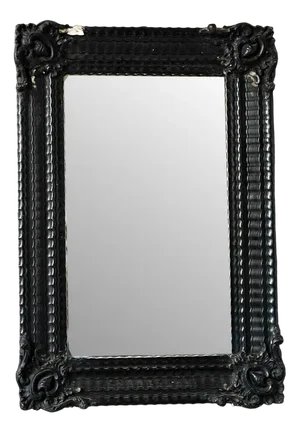 Patinated Mirror with Black Frame, 1920s
