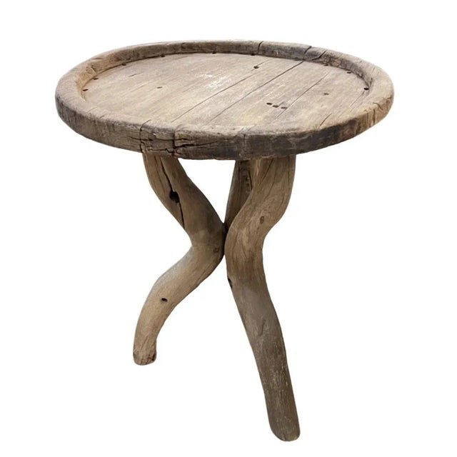 1940s Rustic Side Table with Driftwood Legs, 1940s For Sale - Image 5 of 6
