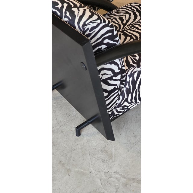 Postmodern Black Armchairs with Zebra Print Cushions, 1980s, Set of 2 For Sale - Image 12 of 13