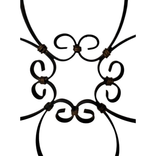 Mid 20th Century Dark Green Hand Forged and Gilt Iron Decorative Room Divider /Rolling Screen For Sale In New York - Image 6 of 12