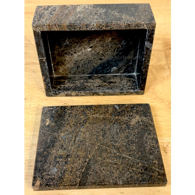 Black Italian Fossil Marble (Lumachella) Specimen Stone Box, Circa 1960s For Sale - Image 8 of 9