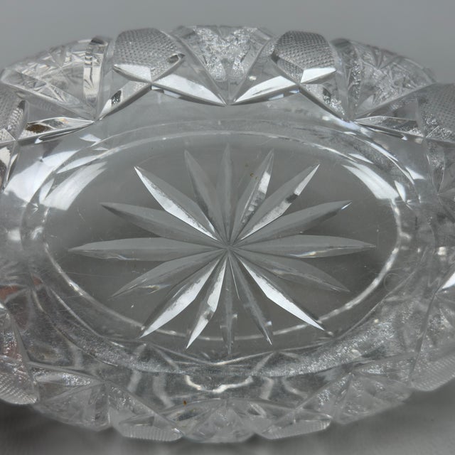 Glass Bohemian Oval Crystal Centerpiece Vase, 1960s For Sale - Image 7 of 11