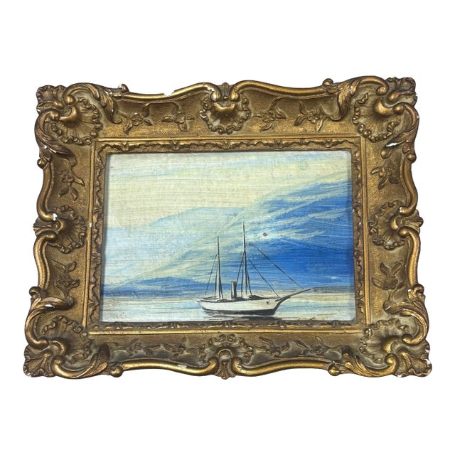Vintage English Original Oil on Board Framed Seascape For Sale