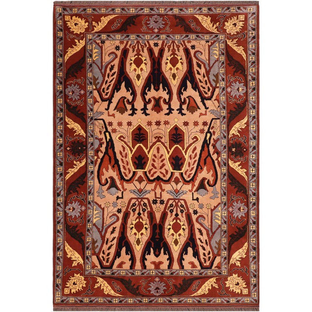 Bohemian Kargahi 1980's Tan/Red Wool Rug - 6'9'' X 9'3'' For Sale - Image 9 of 10