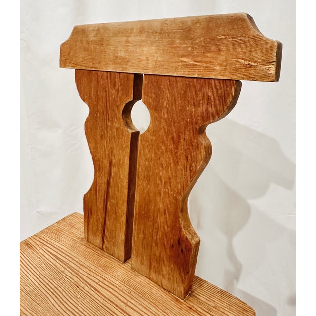 Wood Pair Antique Swedish Brettstuhl Pine Chairs For Sale - Image 7 of 8
