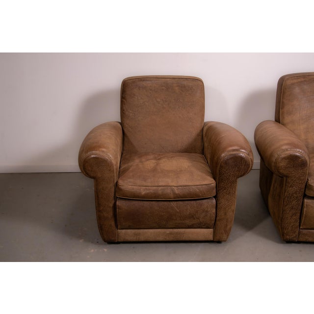 Mickey Chairs in Nabuk Camel Leather by Baxter, 1998, Set of 2 For Sale - Image 11 of 14