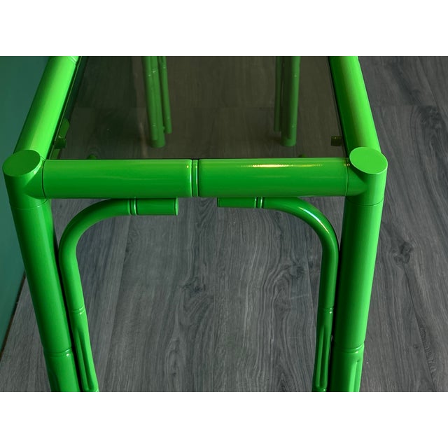 Late 20th Century Faux Bamboo High Gloss Green Lacquered Console For Sale - Image 10 of 16