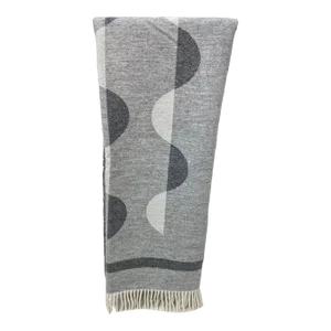 Merino Lambswool Throw in a Monochrome Gray and White Modern Geometric Pattern - Made in England