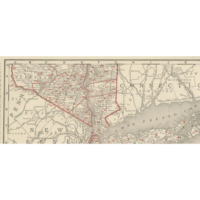 Traditional Antique Map of New York State by Rand McNally, 1899 For Sale - Image 3 of 12