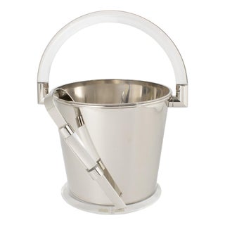 1980s Memphis Montagnani Firenze Modernist Barware Chrome and Lucite Ice Bucket For Sale