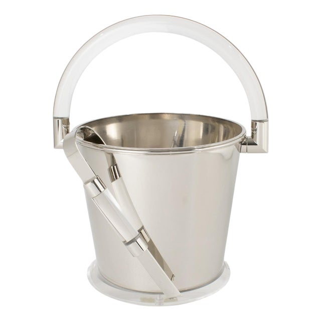 1980s Memphis Montagnani Firenze Modernist Barware Chrome and Lucite Ice Bucket For Sale