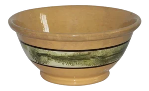 19thc Mocha Yellow Ware Seaweed Bowl