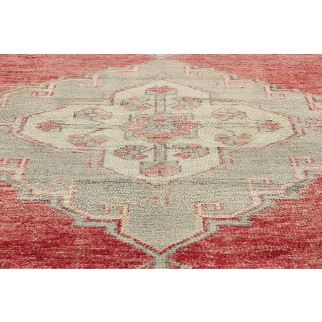 Late 20th Century Vintage Red Turkish Oushak Rug Runner - 03'08 X 10'02 For Sale - Image 5 of 9