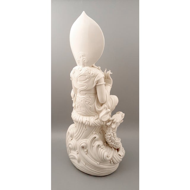 Chinese DeHua Porcelain Seated Kuan Yin on a Dragon Throne For Sale - Image 9 of 17