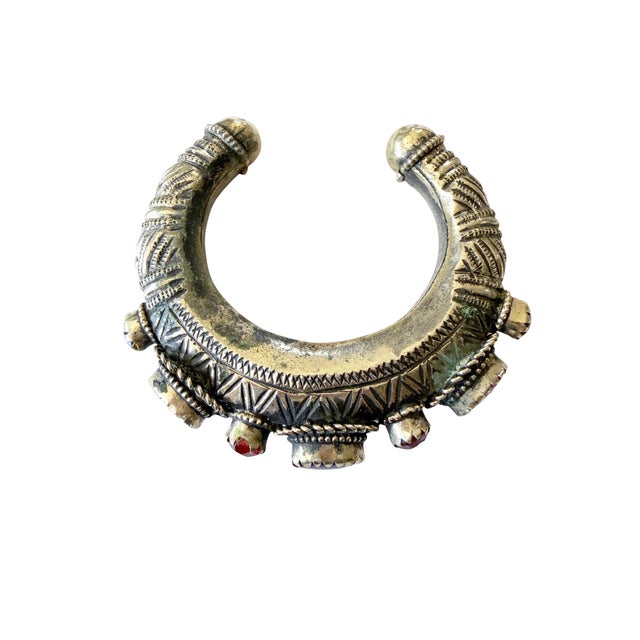 Vintage East Afghan Tribal Kuchi Bracelet Red and Blue Glass For Sale - Image 4 of 7