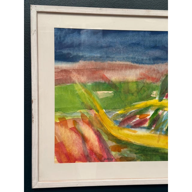 Original Swedish Watercolour on Paper – “Mot berget” by Lars Bertle – Dated 1987 – Signed – Vintage & Framed – 52 × 42.5...