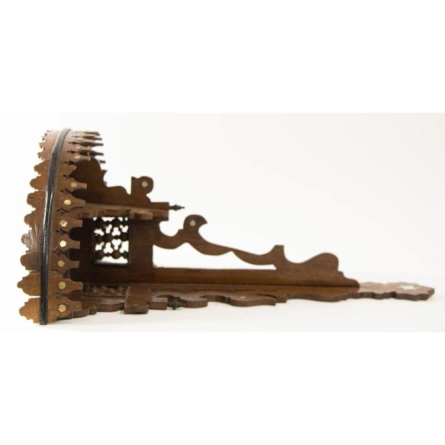 Antique Moroccan Wall Bracket Shell Inlay Moorish Wall Shelf 1920s For Sale In Palm Springs - Image 6 of 12