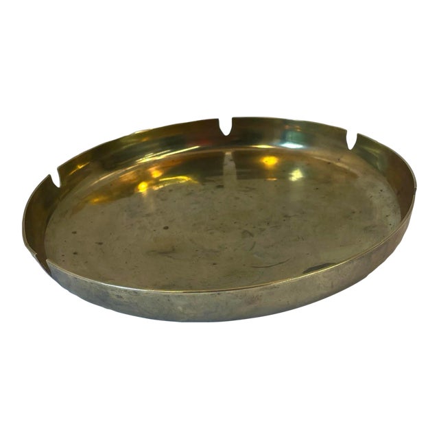 Vintage Brass Round Minimalist Ashtray For Sale