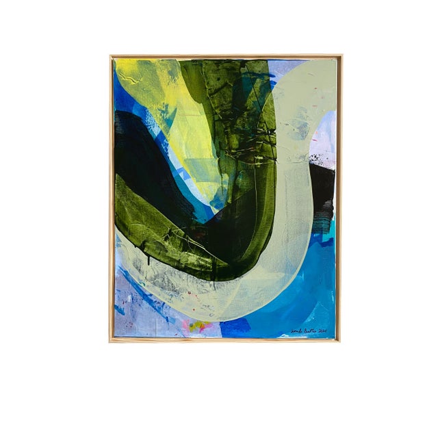 Original painting completed by Seattle artist Jessalin Beutler (b. 1982). Acrylic and collage on stretched canvas, signed...