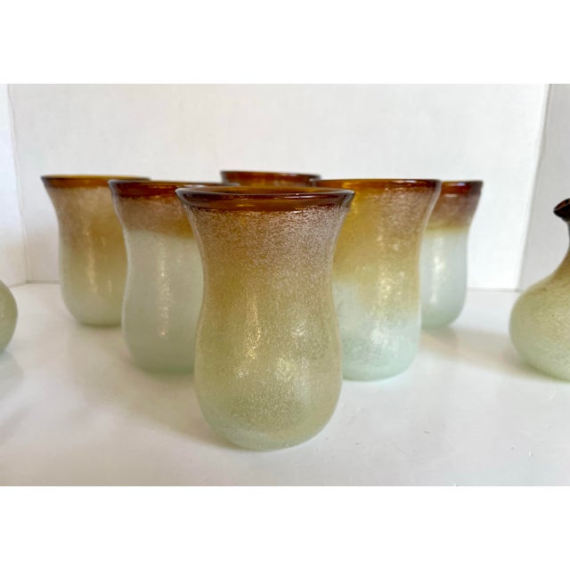 1970s 1970s Murano-Style Hand-Blown Frosted Art Glass Barware Set - 8 Pieces For Sale - Image 5 of 9