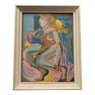 1970’s Vintage Abstract Expressionist Female Nude Painting Vintage Frame For Sale