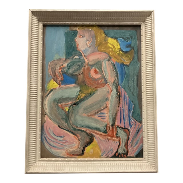 1970’s Vintage Abstract Expressionist Female Nude Painting Vintage Frame For Sale
