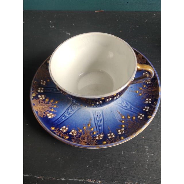 1920s French Art Nouveau Cups and Saucers from K&G Luneville, 1920s, Set of 8 For Sale - Image 5 of 8