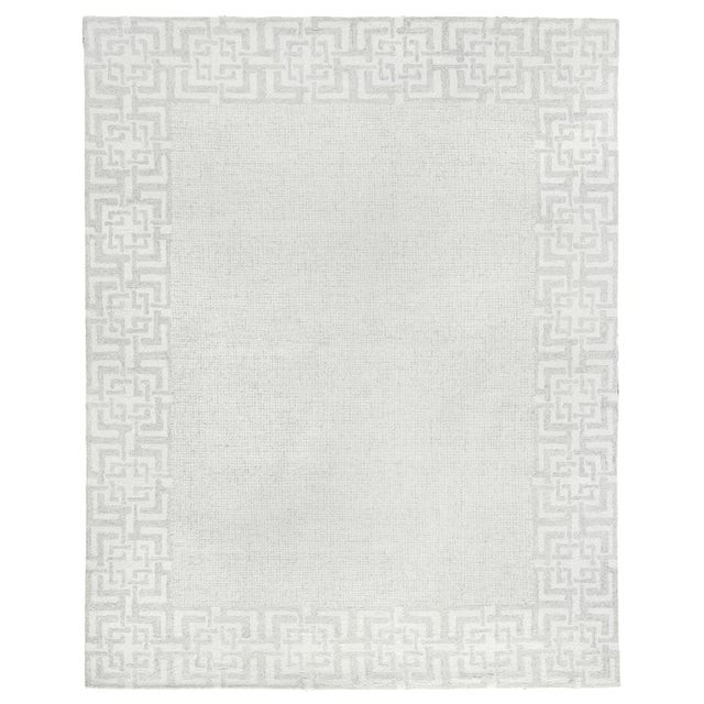 Exquisite Rugs Melbourne Hand Loom Wool & Cotton Silver - 8'x10' For Sale - Image 9 of 9