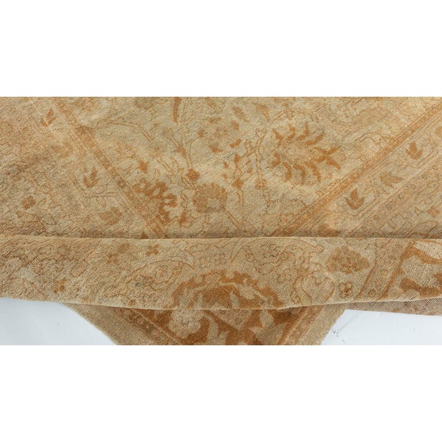 19th Century 19th Century Indian Amritsar Beige, Camel and Caramel Handwoven Wool Rug For Sale - Image 5 of 9