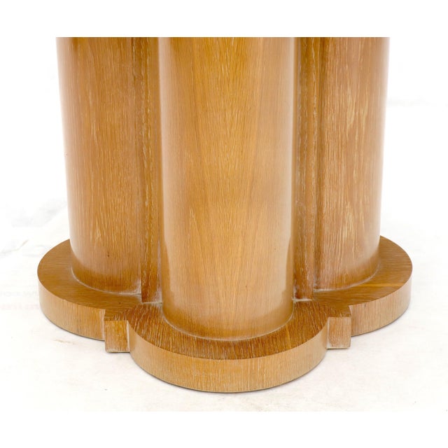 Cerused Oak Triple Cylinder Base 52" Round Glass Top Dining Conference Table For Sale - Image 9 of 12