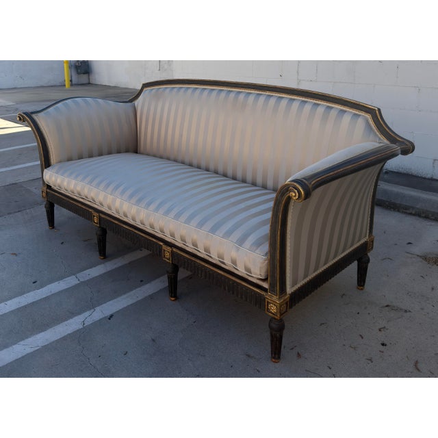 Black Dennis and Leen Ebonized and Giltwood Settee For Sale - Image 8 of 11