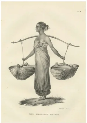 Karl Joseph Brodtmann, Malaysian Girl Carrying Goods, 1836, Paper