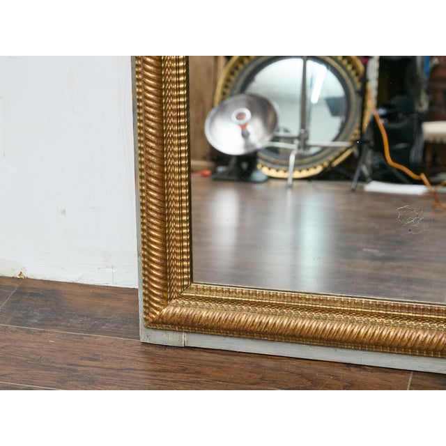 French Carved Giltwood Mirror with Light Painted Wood Surround, circa 1920 For Sale - Image 10 of 12