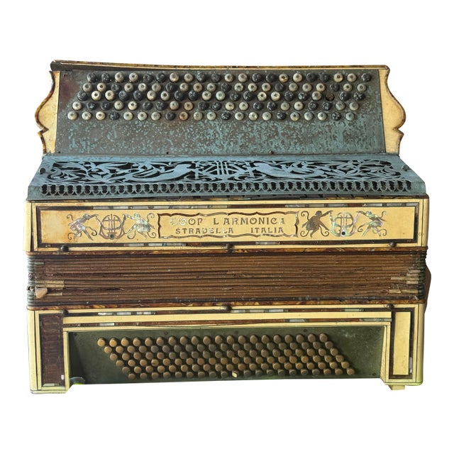 Antique Button Accordion Made by Coop l'Armonica in Stradella, Italy For Sale