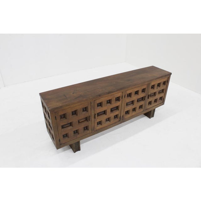 Vintage Brutalist Spanish Carved Credenza, 1960s For Sale - Image 6 of 13