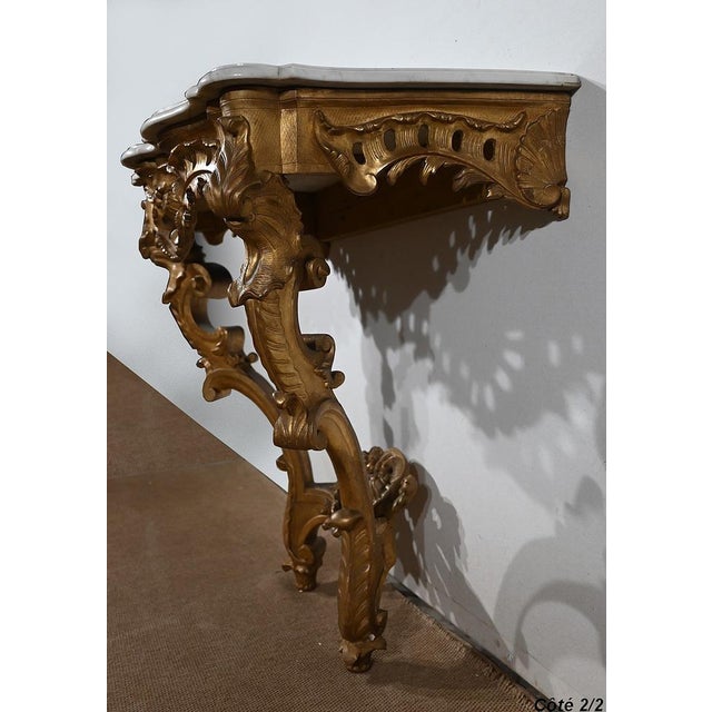 Napoleon III Giltwood Wall Console Table in Louis XV Style, 19th Century For Sale - Image 16 of 18