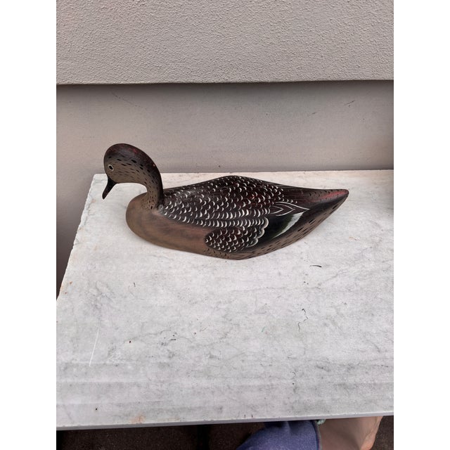 1930s Art Deco French Hand Painted Wood Duck Decoy For Sale - Image 5 of 6
