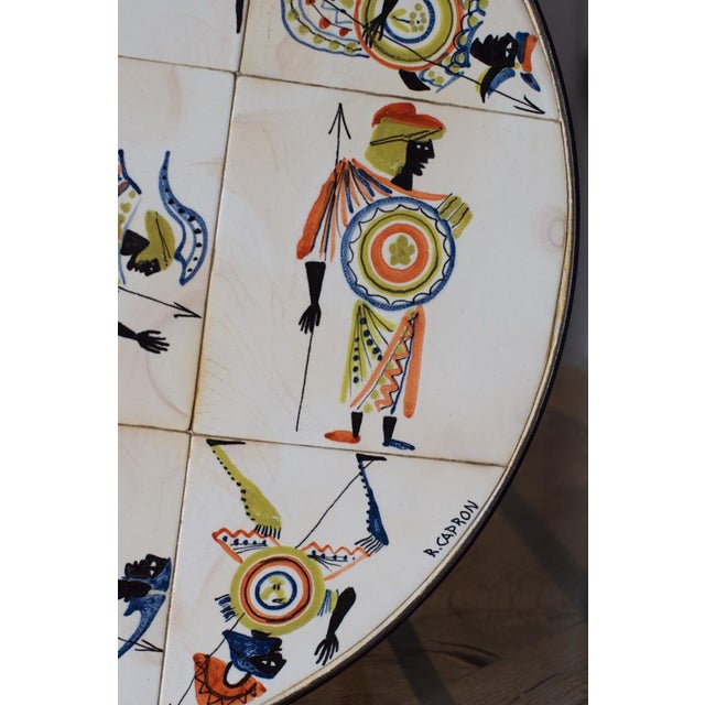 1960s Circular Coffee Table with Warrior Decor by Roger Capron, 1960s For Sale - Image 5 of 11