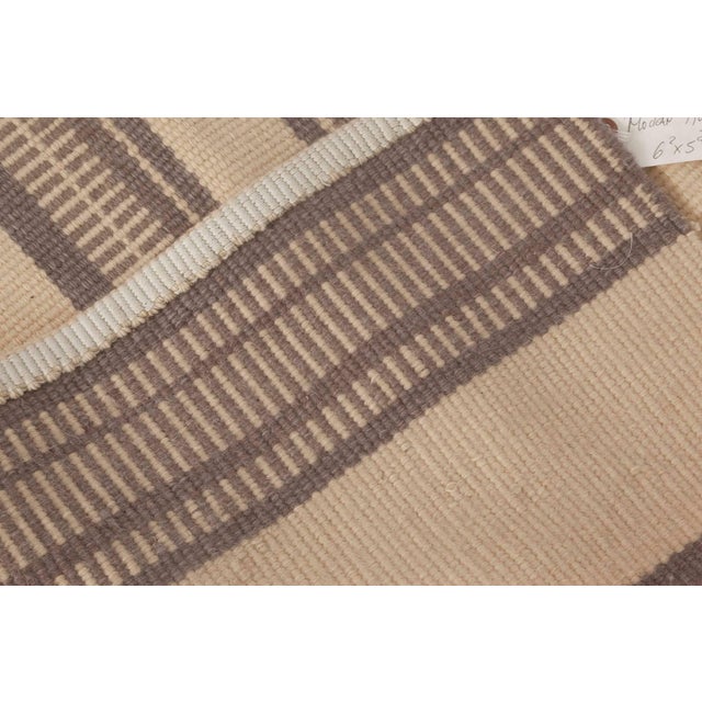 Ivory Modern Striped Flat-Weave Wool Rug by Doris Leslie Blau For Sale - Image 8 of 8