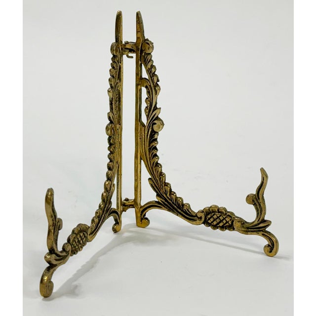 Victorian Vintage Brass Scrolled Floral Motif Collapsible Table Easel For Sale - Image 3 of 7