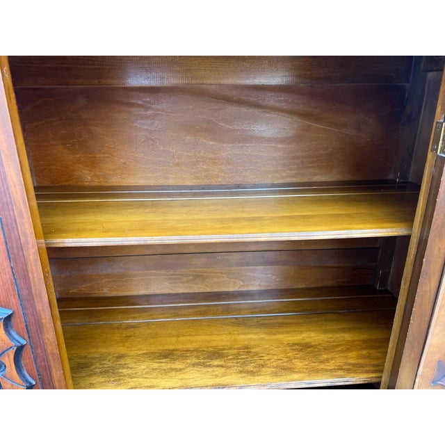 Early 20th Century Jacobean Revival Style Walnut Display China Cabinet For Sale - Image 12 of 14