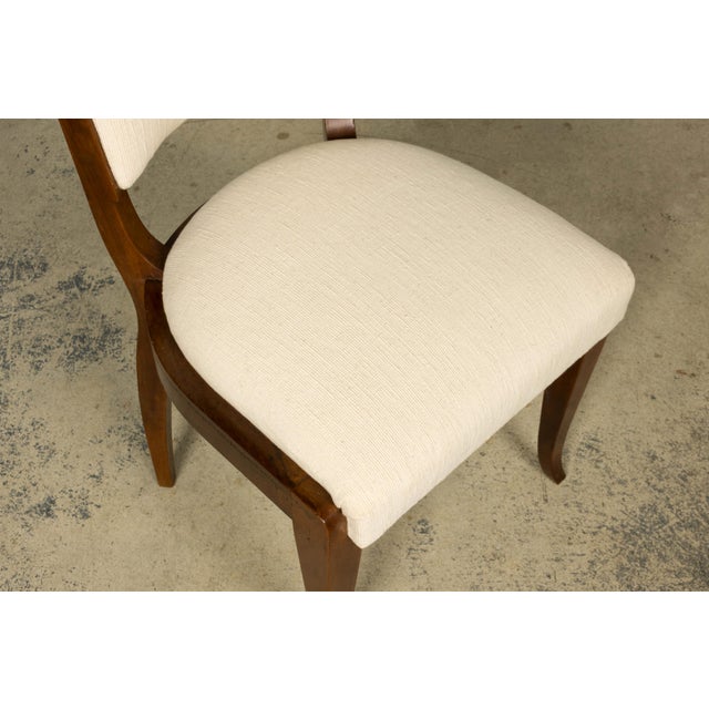 Set of 6 French Art Deco Walnut Dining Chairs in Ivory Ribbed Upholstery, 1930s For Sale - Image 9 of 18