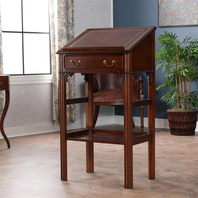 Traditional Niagara Furniture Mahogany and Leather Lectern For Sale - Image 3 of 11