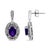 Contemporary .925 Sterling Silver Diamond Accent and 8x6mm Purple Oval Amethyst Stud Earrings (I-J Color, I1-I2 Clarity) For Sale - Image 3 of 5