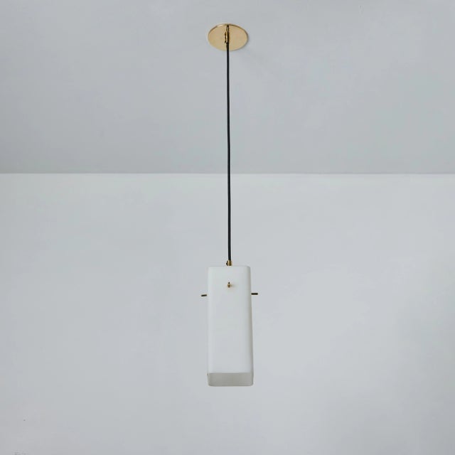 1960s Stilnovo Opaline Glass & Brass Pendant, Unmarked For Sale - Image 10 of 12
