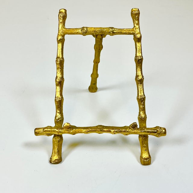 Mid-Century Hollywood Regency Coastal Brass Faux Bamboo Tabletop Easel, Small Size. For Sale - Image 11 of 12