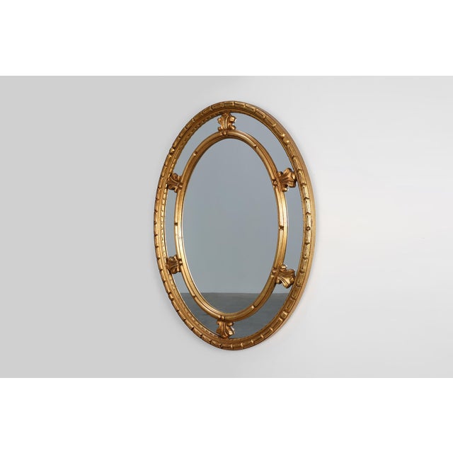 Neo-Classical Style Tilted Oval Mirror from Deknudt, Belgium, 1950s For Sale - Image 3 of 11