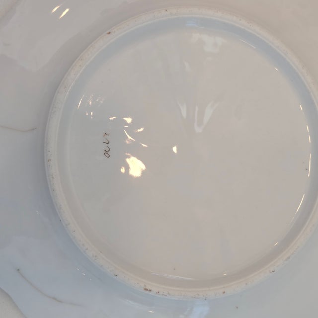 Early 20th Century Antique European 6-Well Porcelain Oyster Plate, Lavender-Blue & Gold For Sale - Image 5 of 12