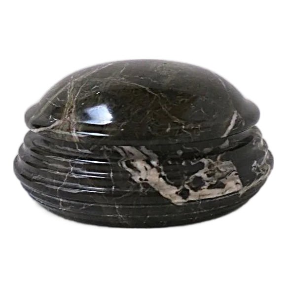 Marble Jewlery or Desk Box Dark Green For Sale